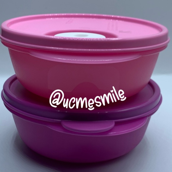 Tupperware Pink/Purple Crystal-wave Microwave-Safe Lunch Bowls - Picture 4 of 6